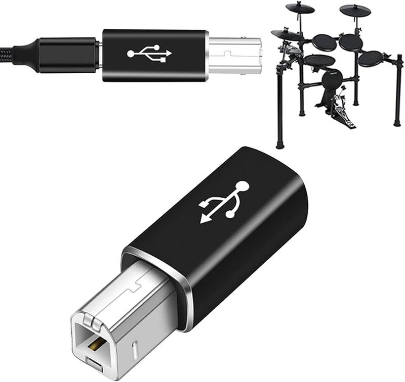 USB Type C Female To Printer Male Adapter Straight Black High Speed Data Connector - Image 1